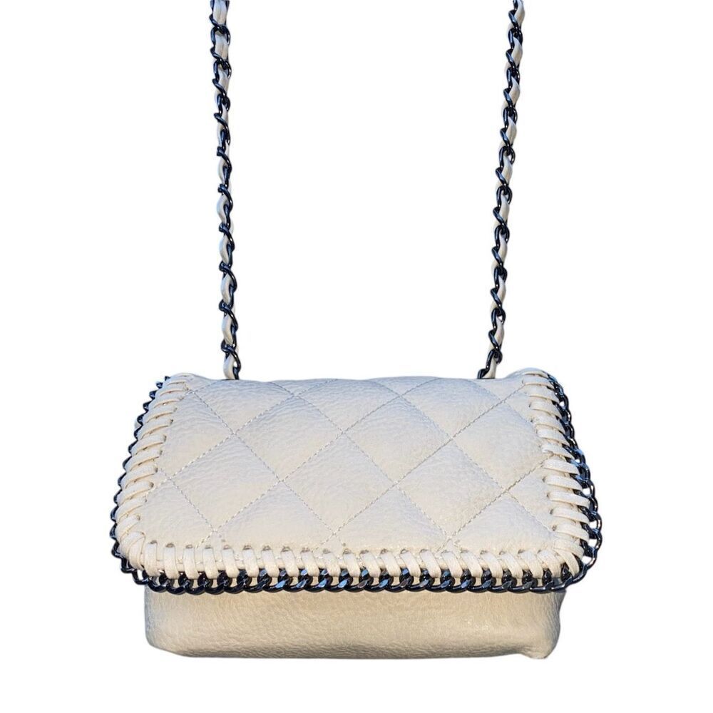 Steve Madden Faux Leather Quilted Crossbody Bag Off-White - Picture 1 of 9